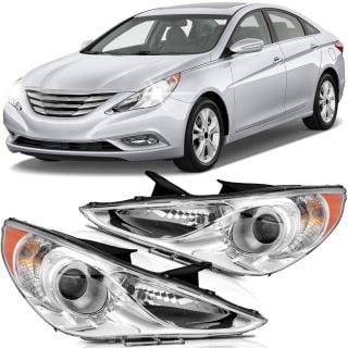 Replacement Headlights Assembly with Black Housing Amber Park Lens for 2006 2007 2008 2009 2010 2011 Honda Civic Coupe 2.0L OE Replacement for Driver and Passenger Side 33151SVBA01 33101SVBA02 