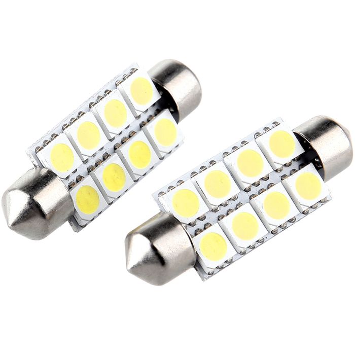 cciyu 2 Pcs White 8SMD 6000K 42mm Festoon 5050 LED Light Bulbs Replacement fit for Dome Map Light Bulbs 