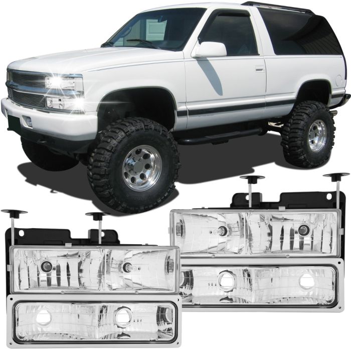 Replacement Front Lamps for 1990 1993 Chevy Blazer Halogen Headlights 