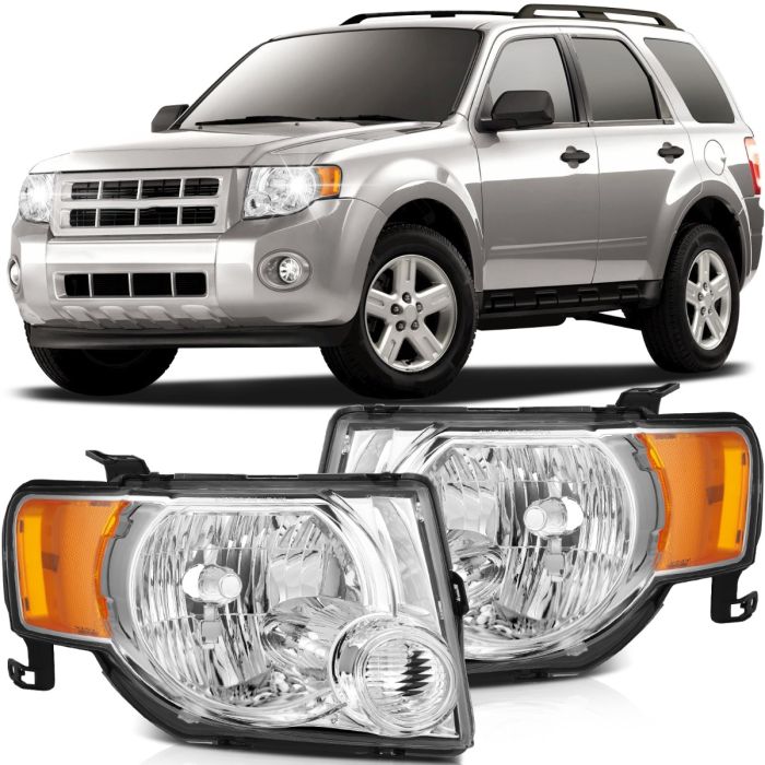 Tail Light Lens and Housing Compatible with 2008-2012 Ford Escape Passenger Side 