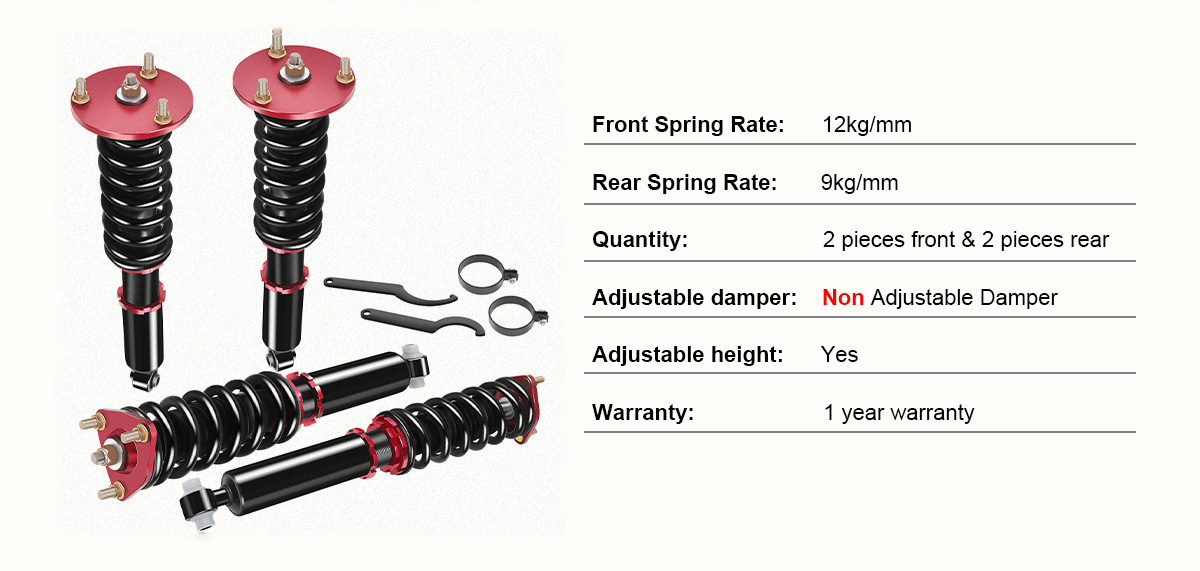 Lexus GS300 GS350 GS430 ISF IS250 IS350 Red Coilover Shocks Struts Coil Spring Set Adjustable Height 4PCS