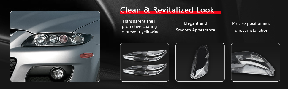 Mazda 6 Headlight Clear Lens Cover 2pc Left+Right 2003-2008