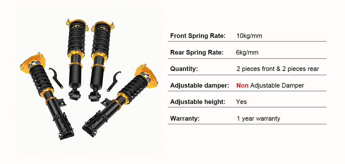 Mitsubishi 00-05 Eclipse 99-03 Galant Golden Coilover Shocks Struts Coil Spring Set Adjustable Height 4PCS