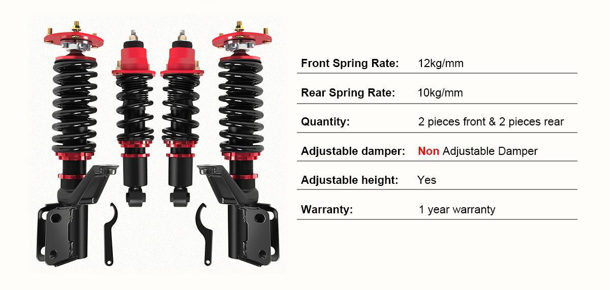 2002-2006 Acura RSX Red Coilover Shocks Struts Coil Spring Set Adjustable Height 4PCS