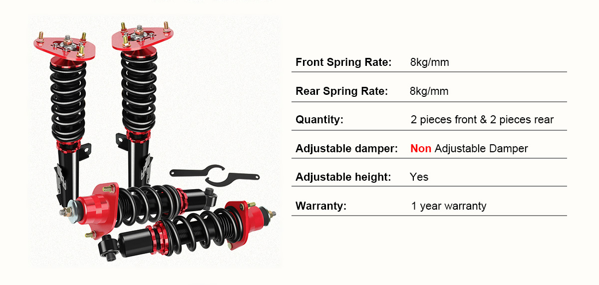 2010 Scion tC Red Coilover Shocks Struts Coil Spring Set Adjustable Height 4PCS