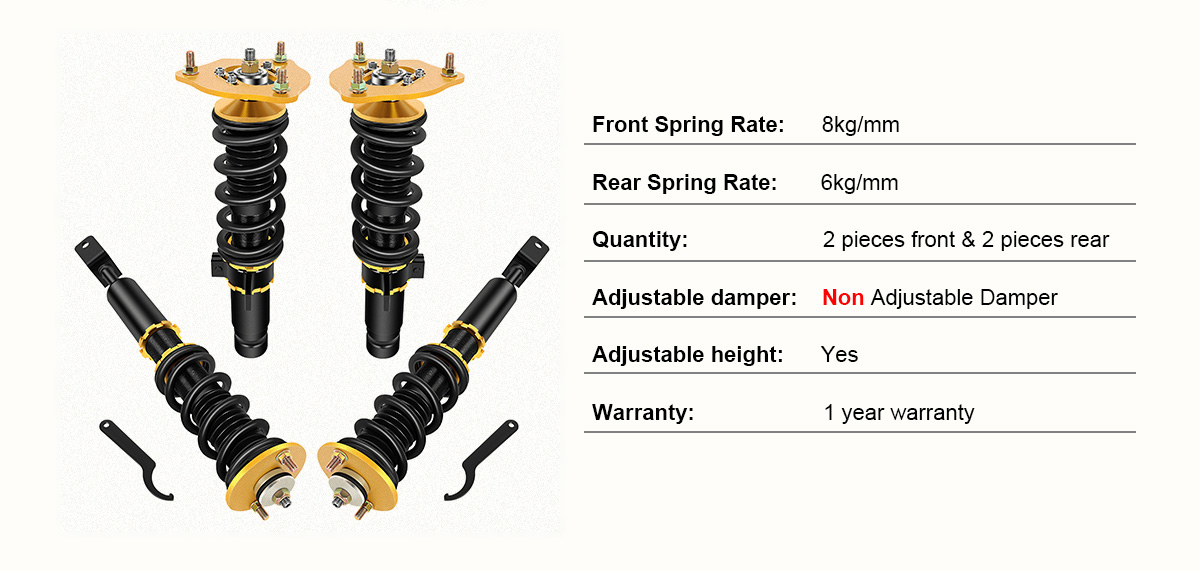 2015-2017 Acura TLX 2013-2017 Honda Accord Golden Coilover Shocks Struts Coil Spring Set Adjustable Height 4PCS