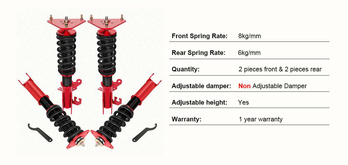 Nissan 07-15 Altima 09-15 Maxima Red Coilover Shocks Struts Coil Spring Set Adjustable Height 4PCS