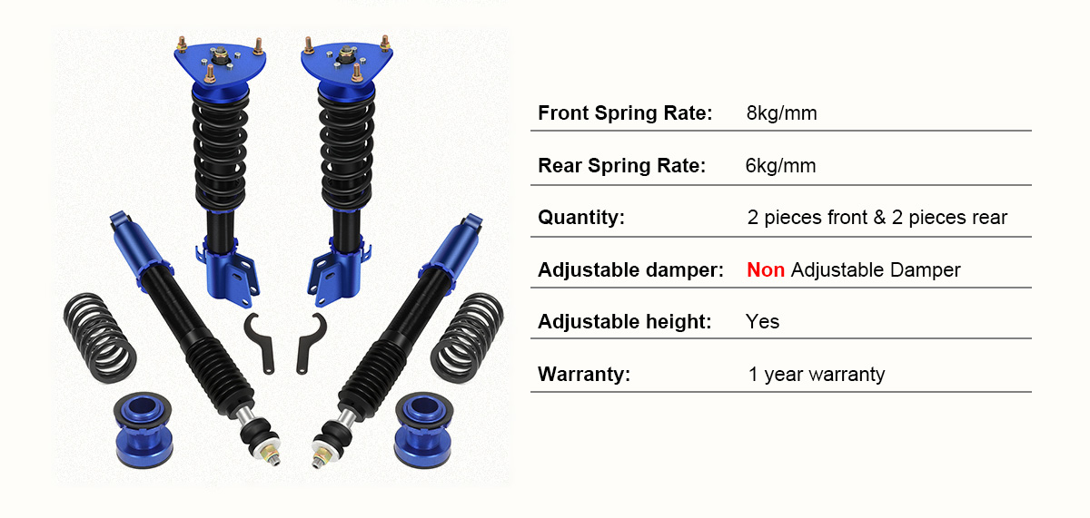 2004-2006 Scion xB Blue Coilover Shocks Struts Coil Spring Set Adjustable Height 4PCS