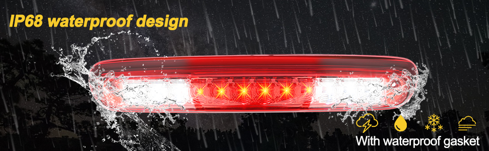 15.75 " LED 3rd Brake Light for 2007-2013 Chevy Silverado/GMC Sierra 1500 2500 3500 | Red Lens Chrome Housing