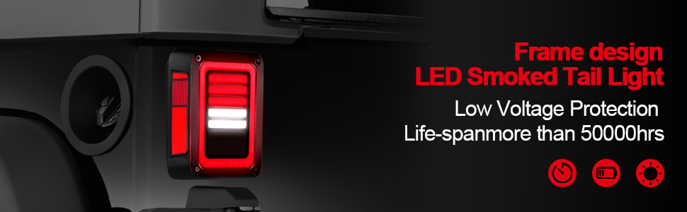 Jeep LED Tail Lights with Running/Brake/Turn Signal/Reverse Lamp Smoke Dynamic Pair for Grand Cherokee/Wrangler/Liberty