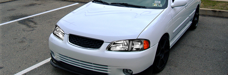 Nissan Sentra Headlight Assembly 2002 2003 Black Housing Driver and Passenger Side Headlamps