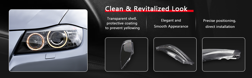 BMW Headlight Clear Lens Cover 2pc Left+Right for 323i 325i 328i 330i 335i