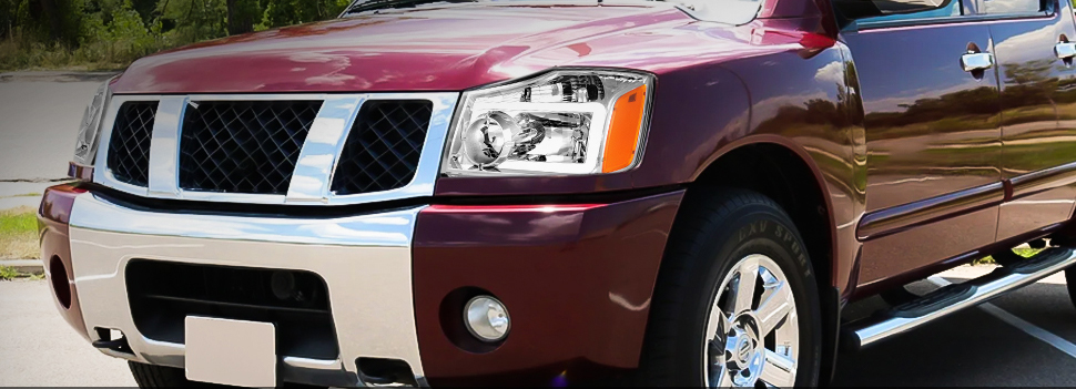 Nissan Titan Headlight Assembly with LED DRL 2004-2015 Pair Replacement Front Lamp