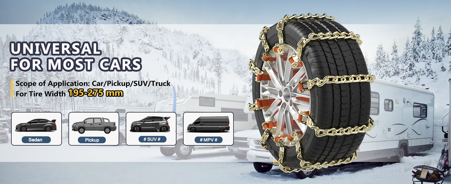 Tire Chain(195-275mm) 5.3MM Diameter Winter Security Snow Chains 10PCS