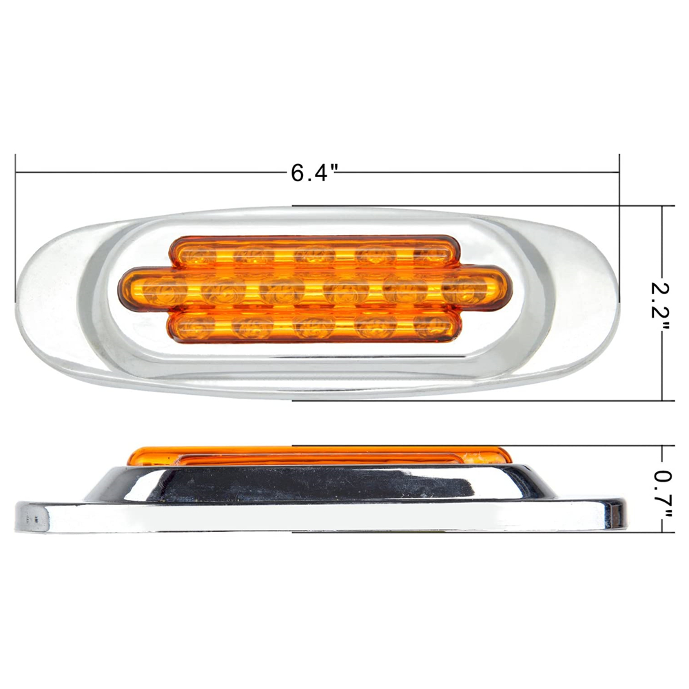 14Pack 6.5鈥?Amber Chrome Side Marker Light and 2Pack 4LED White License Plate Light fit for Toyota Hyundai Freightliner