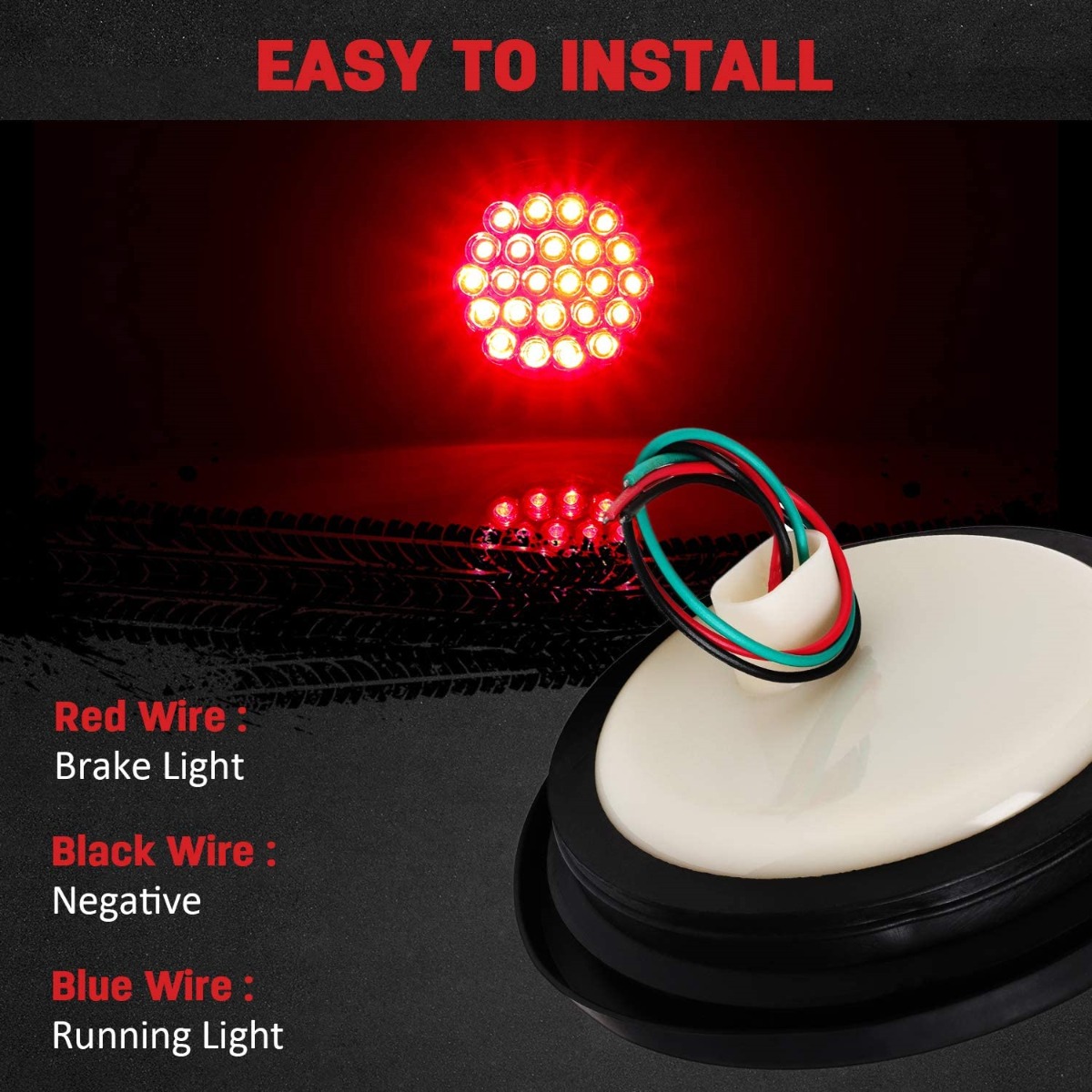 10PCS Red 24LED Round Tail/Side Marker Light 12V Surface Mount for Truck Trailer