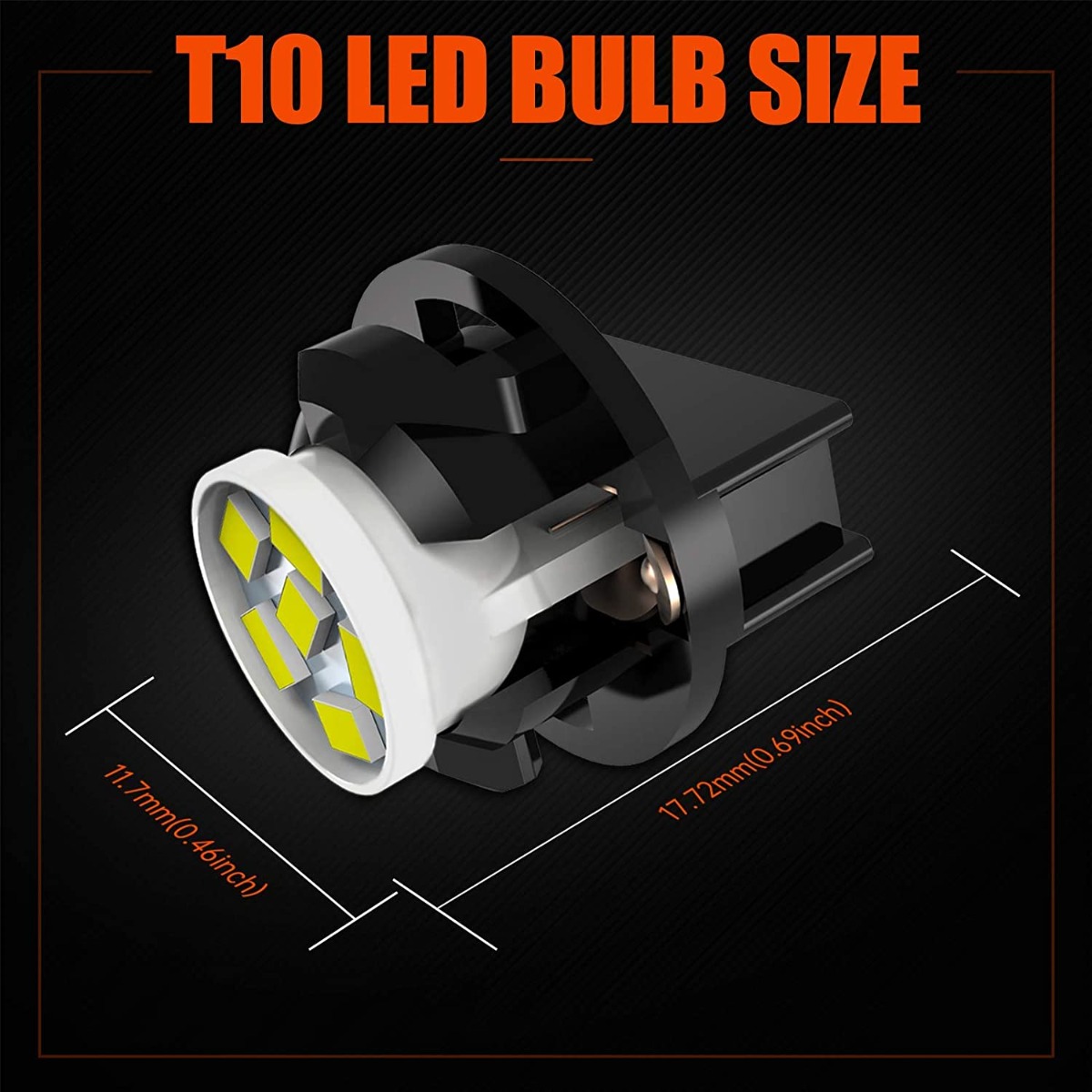 White T10 Led Instrument Cluster Light Bulb 6SMD 3020 Chips With 1/2