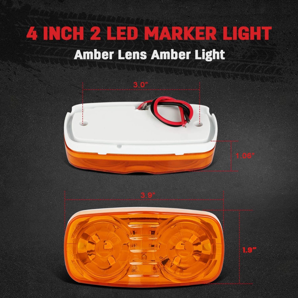 10PCS Rectangle 12LED Side Marker Light Amber Snap-on Lens With White Base for Truck Trailer Pickup