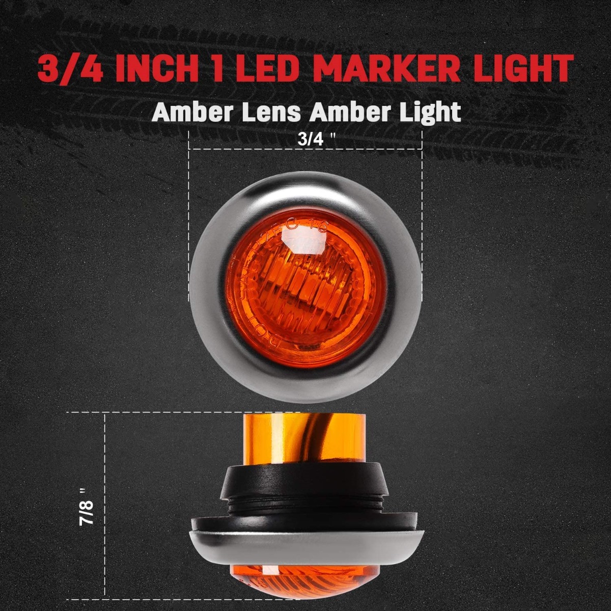 5PCS Amber Lens Miniature Round Bullet LED Side Marker/Turn Signal Light 3/4
