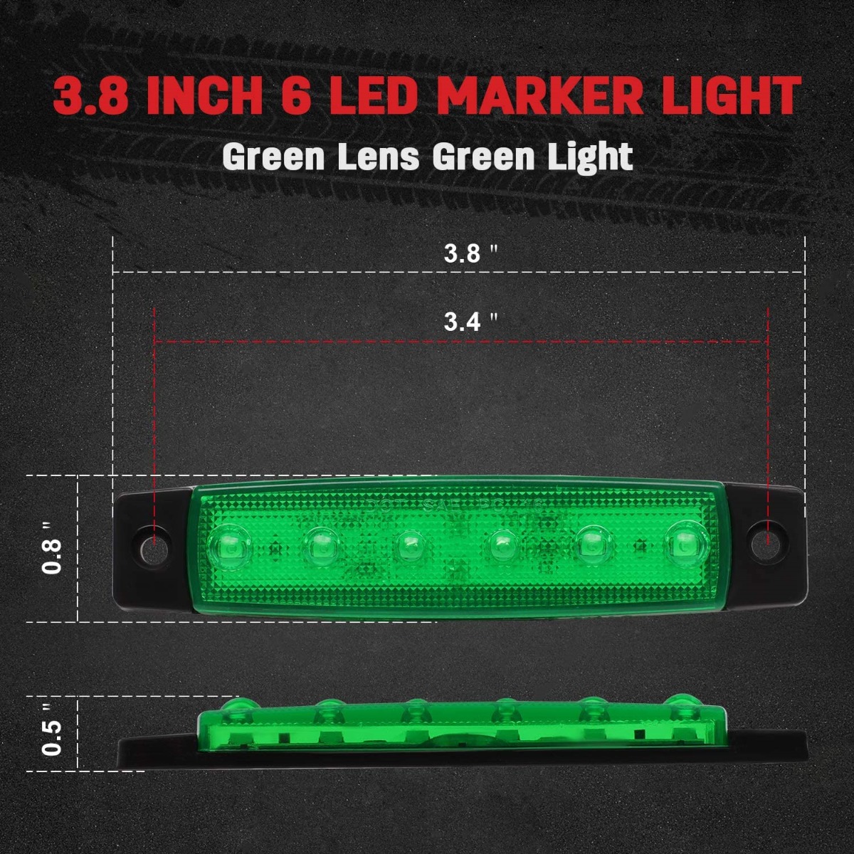 10PCS Green Thin Line 3.8